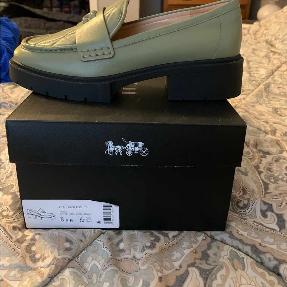 Coach Leah Olive Green Loafers